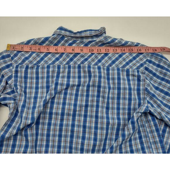 PD&C Boys Flannel Button Up Long Sleeve Shirt Size 14 Plaid Blue 100% Cotton - Picture 7 of 9